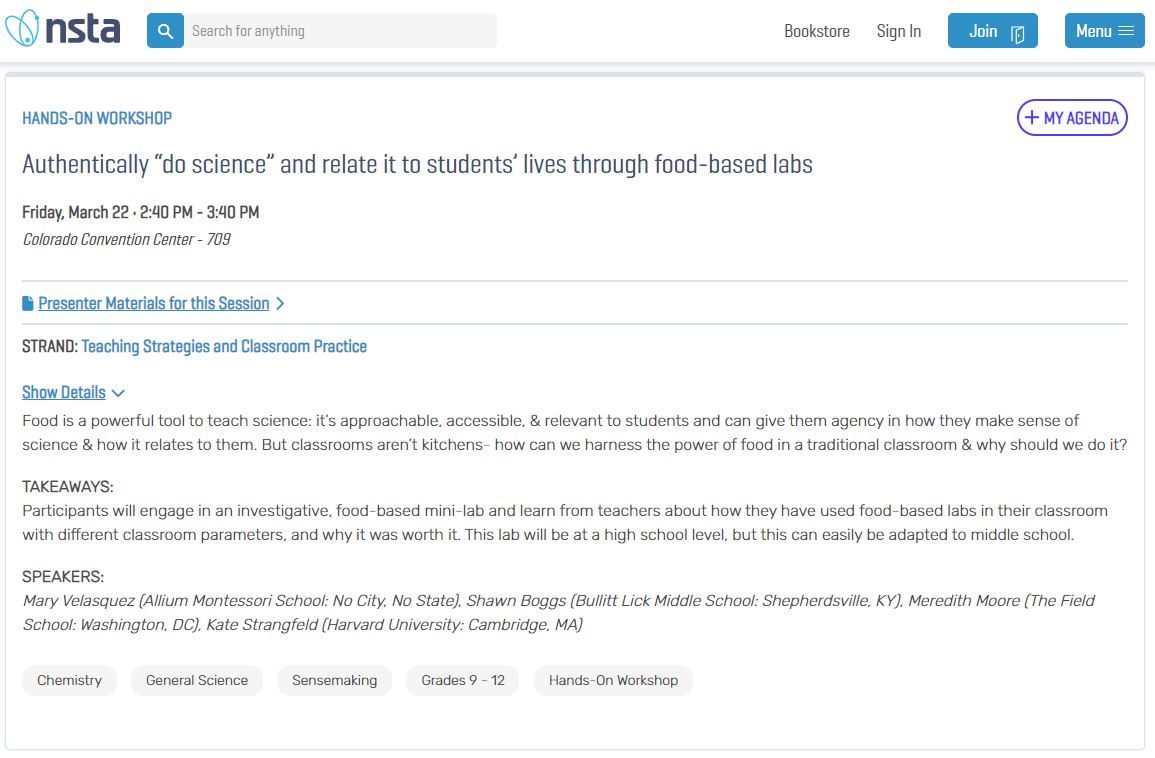 Authentically 'do science' and relate it to students' lives through food-based labs
