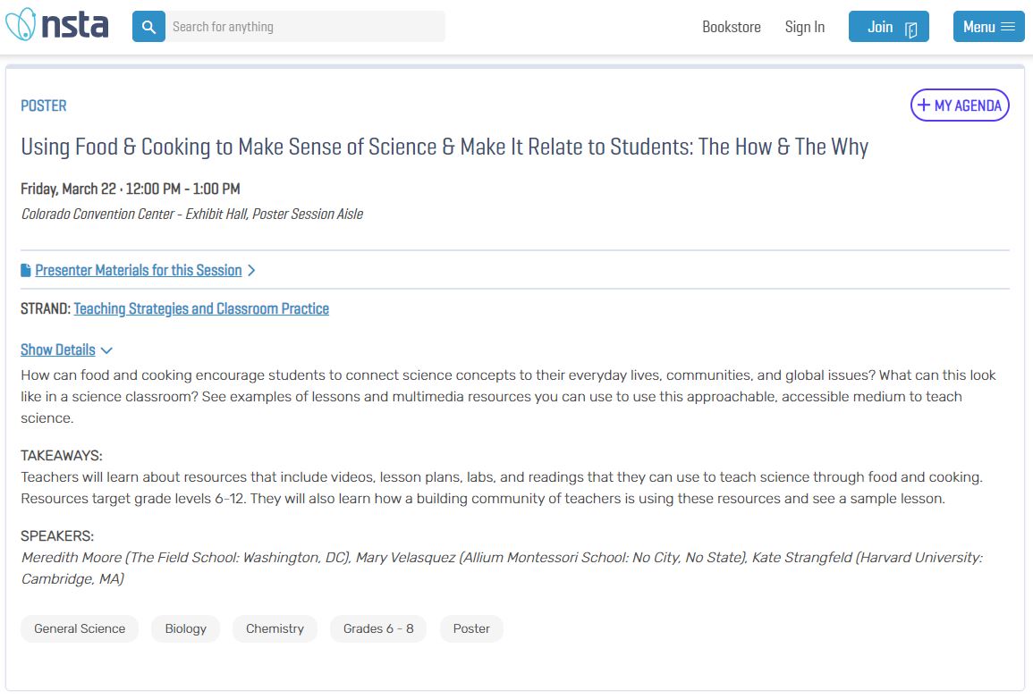 Using Food & Cooking to Make Sense of Science & Make It Relate to Students: The How & The Why
