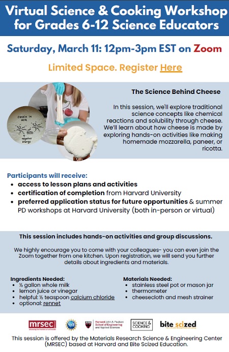 2023 Science and Cooking Workshop for 6-12 Science Educators